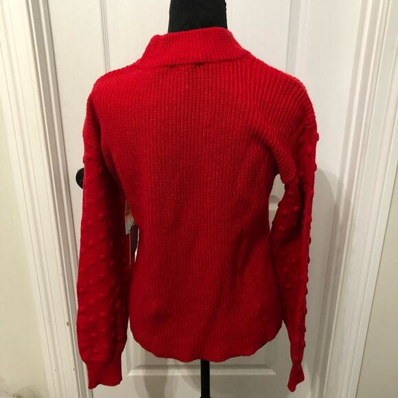 Cece Womens‎ Sweater Size Small Red Bobble Detail Ribbed Crew Neck Pullover NWT - Picture 8 of 10